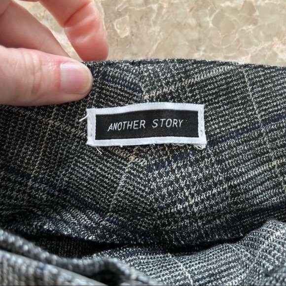 Another?story grey plaid?belted pants size 9 - Picture 10 of 10